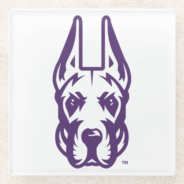 University at Albany Great Dane Mascot Head Glass Coaster (Front)