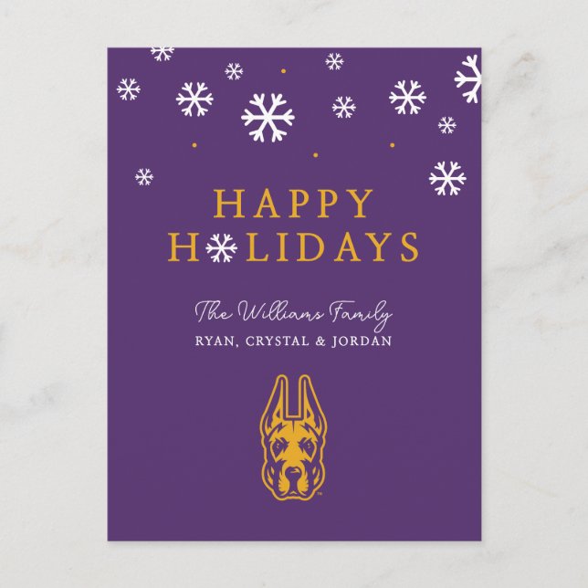 University at Albany Great Dane Mascot Head Holiday Postcard (Front)