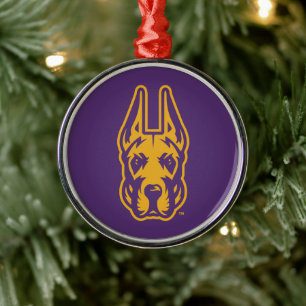 University at Albany Great Dane Mascot Head Metal Tree Decoration