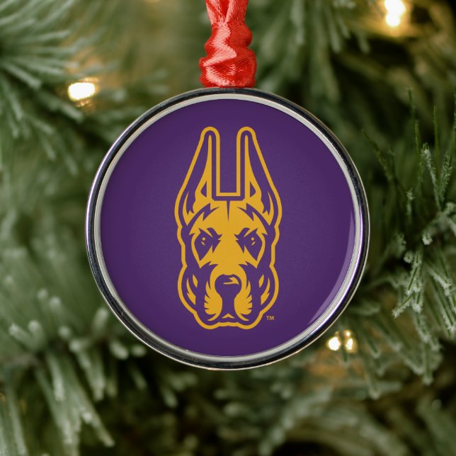 University at Albany Great Dane Mascot Head Metal Tree Decoration (Tree)