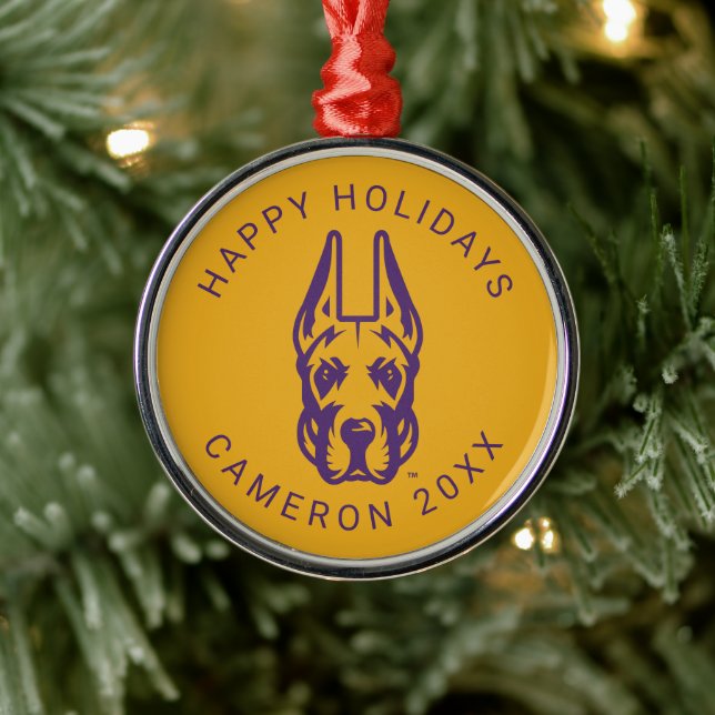 University at Albany Great Dane Mascot Head Metal Tree Decoration (Tree)