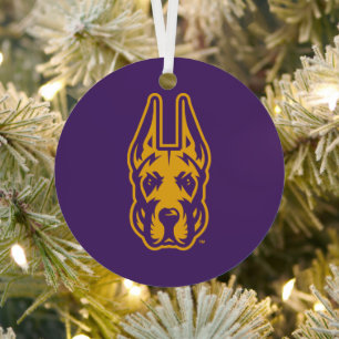 University at Albany Great Dane Mascot Head Metal Tree Decoration