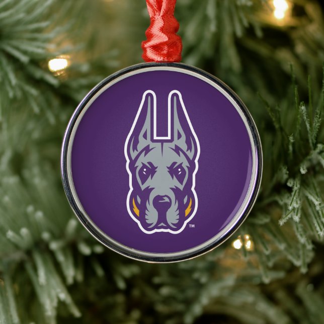 University at Albany Great Dane Mascot Head Metal Tree Decoration (Tree)