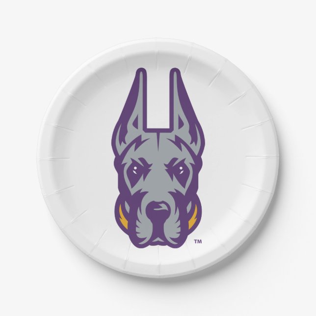 University at Albany Great Dane Mascot Head Paper Plate (Front)
