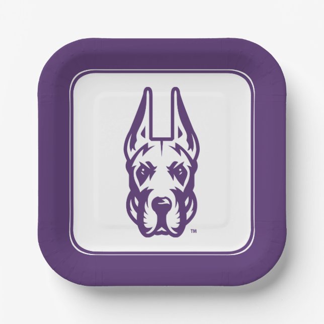 University at Albany Great Dane Mascot Head Paper Plate (Front)