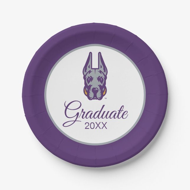 University at Albany Great Dane Mascot Head Paper Plate (Front)