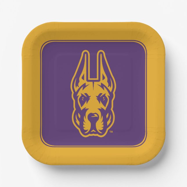 University at Albany Great Dane Mascot Head Paper Plate (Front)