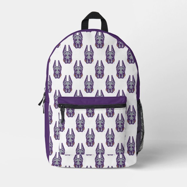 University at Albany Great Dane Mascot Head Printed Backpack (Front)