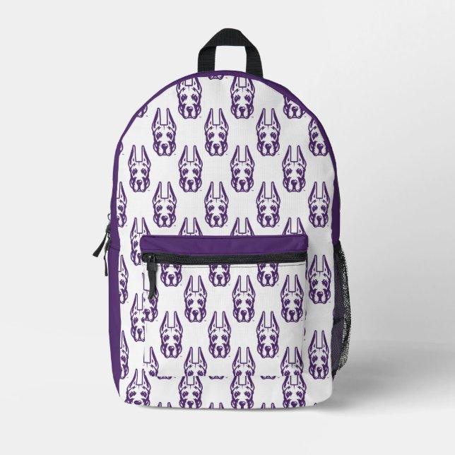 University at Albany Great Dane Mascot Head Printed Backpack (Front)