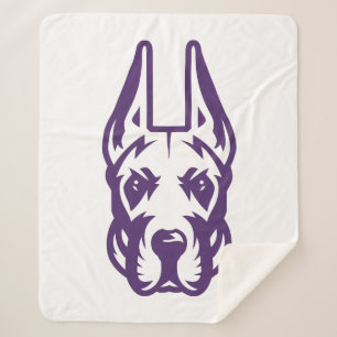 University at Albany Great Dane Mascot Head Sherpa Blanket