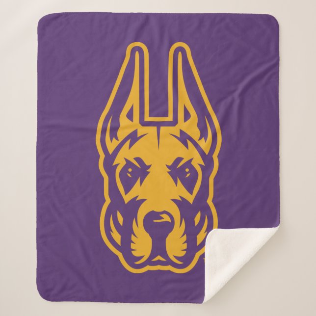 University at Albany Great Dane Mascot Head Sherpa Blanket (Front)