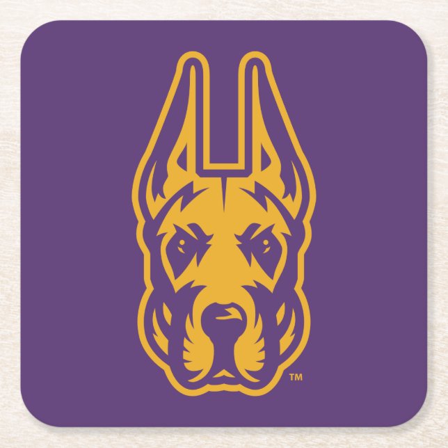 University at Albany Great Dane Mascot Head Square Paper Coaster (Front)