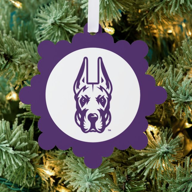 University at Albany Great Dane Mascot Head Tree Decoration Card (Insitu (Tree))