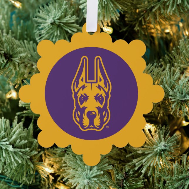 University at Albany Great Dane Mascot Head Tree Decoration Card (Insitu (Tree))