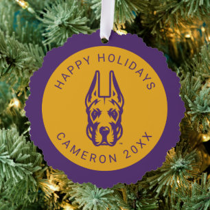 University at Albany Great Dane Mascot Head Tree Decoration Card