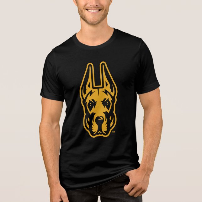 University at Albany Great Dane Mascot Head Tri-Blend Shirt (Front)