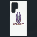 University at Albany Great Danes Samsung Galaxy Case<br><div class="desc">The University at Albany Great Dane mascot logo features a stylised depiction of a Great Dane's head. The dog is illustrated with sharp, bold lines in purple and grey, giving it a fierce, confident expression. The ears stand tall, symbolising alertness and strength. Underneath the Great Dane head is the word...</div>