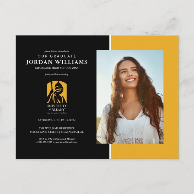 University at Albany Iconic Logo Announcement Postcard (Front)