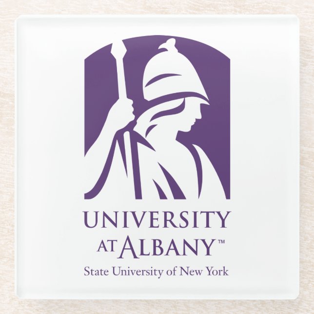 University at Albany Iconic Logo Glass Coaster (Front)