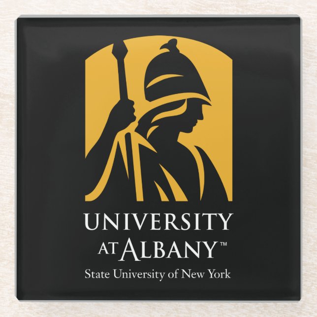 University at Albany Iconic Logo Glass Coaster (Front)