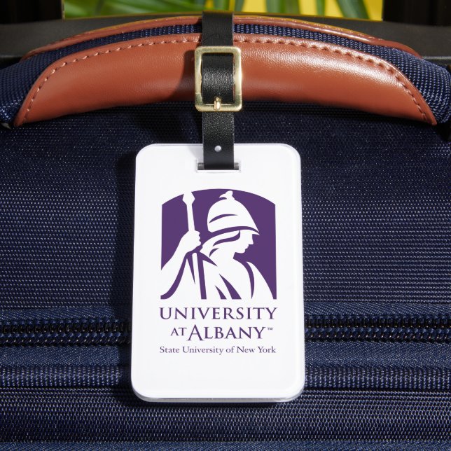 University at Albany Iconic Logo Luggage Tag (Front Insitu 2)