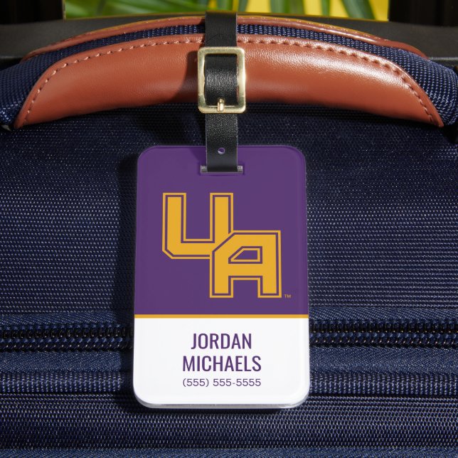 University at Albany Initials Logo Luggage Tag (Front Insitu 2)