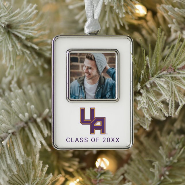 University at Albany Initials Logo Silver Plated Framed Ornament (Tree)