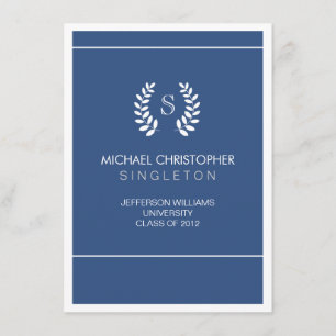 University Blue and White Graduation Announcement
