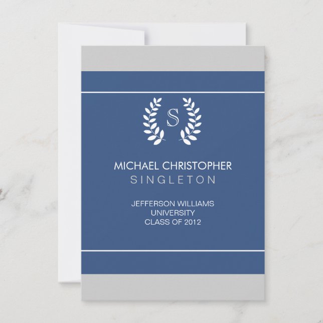 University Blue & White Graduation Announcement (Front)