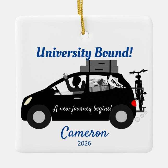 University Bound Guy Ceramic Ornament (Front)
