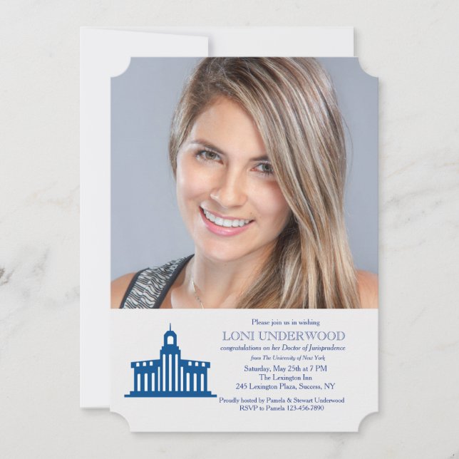 University Building Photo Graduation Invitation (Front)