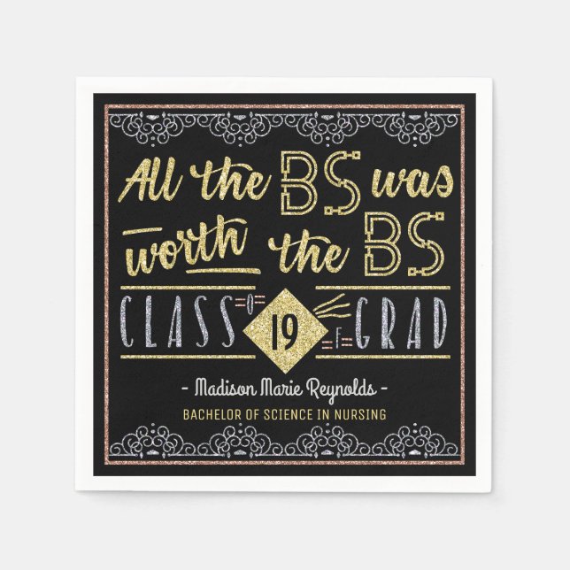 University Graduation Bachelors Degree Funny Grad Napkin (Front)