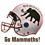 University of Beringia Football Photo Sculpture Magnet<br><div class="desc">A representation of the mythical University of Beringia's, established 20000 BCE, iconic primitive Woolly Mammoth mascot on a football helmet along with text reading, "BERINGIA." Customisable text reading, "Go Mammoths!" also appears. You may change both the font and text colour. Beringia is the name given to the Bering land bridge...</div>