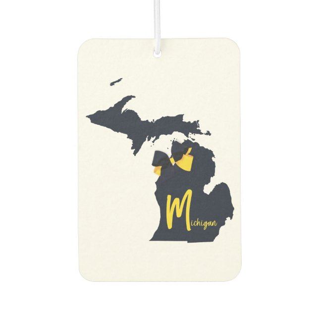 University of Michigan State Map Blue and Yellow Car Air Freshener (Front)
