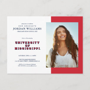 University of Mississippi   Block Type Announcement Postcard