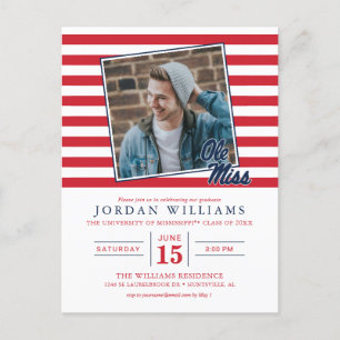 University of Mississippi   Ole Miss Script Announcement Postcard