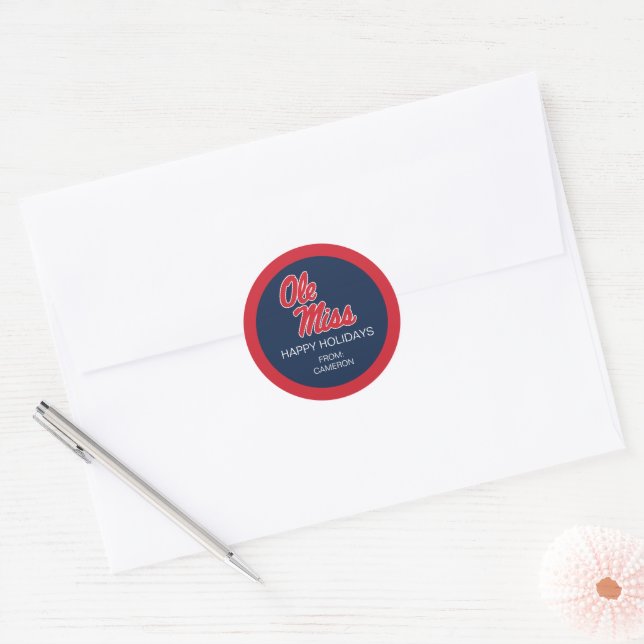 University of Mississippi | Ole Miss Script Classic Round Sticker (Envelope)