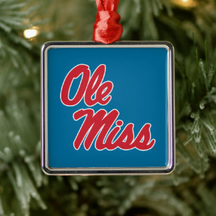 University of Mississippi   Ole Miss Script Metal Tree Decoration