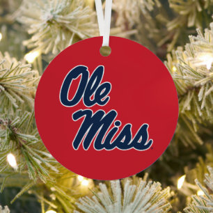 University of Mississippi   Ole Miss Script Metal Tree Decoration