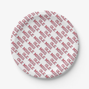 University of Mississippi   Ole Miss Wordmark Paper Plate
