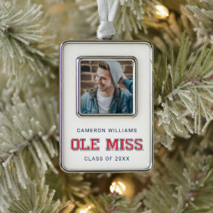 University of Mississippi   Ole Miss Wordmark Silver Plated Framed Ornament
