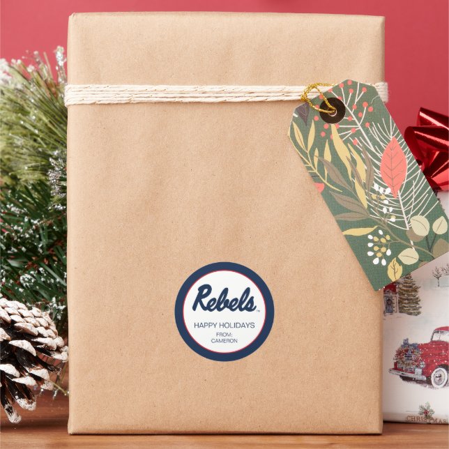University of Mississippi | Rebels Script Classic Round Sticker (Holiday)
