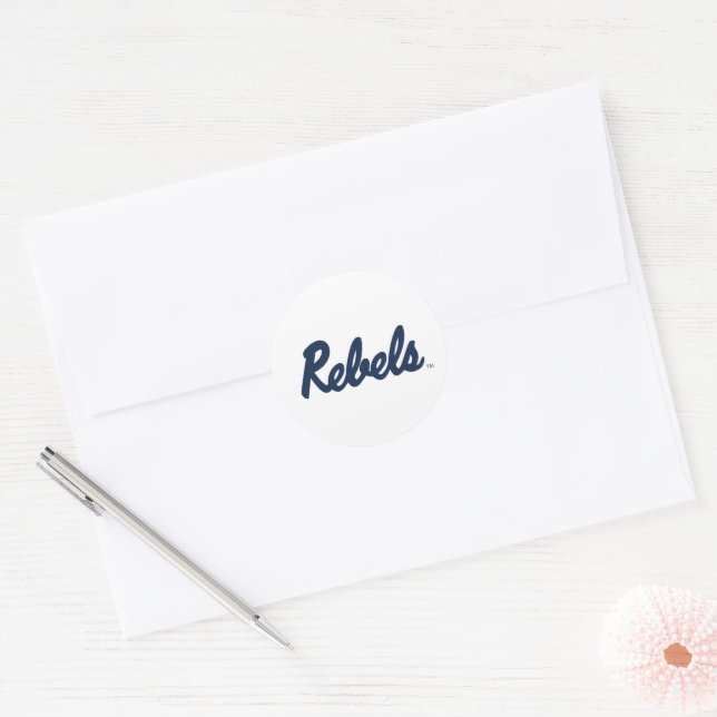 University of Mississippi | Rebels Script Classic Round Sticker (Envelope)