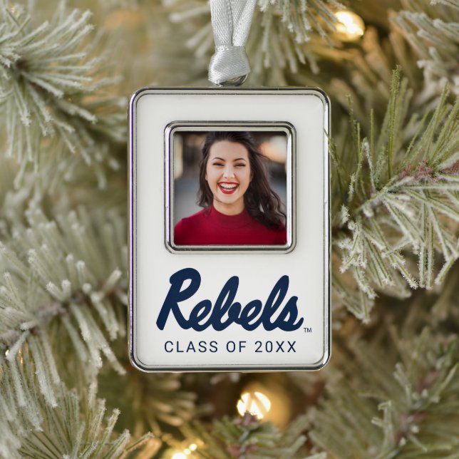 University of Mississippi | Rebels Script Silver Plated Framed Ornament (Tree)