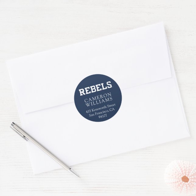 University of Mississippi | Rebels Wordmark Classic Round Sticker (Envelope)