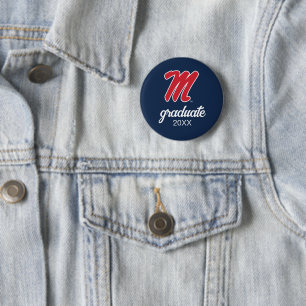University of Mississippi   Script M 6 Cm Round Badge