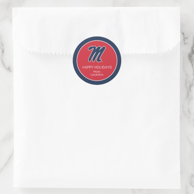 University of Mississippi | Script M Classic Round Sticker (Bag)