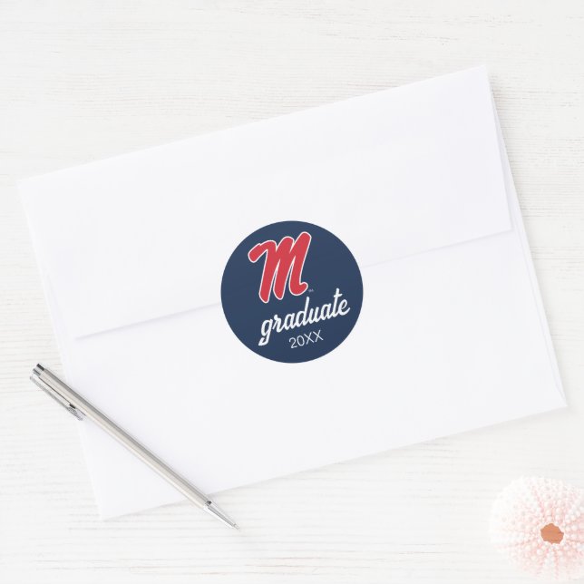 University of Mississippi | Script M Classic Round Sticker (Envelope)