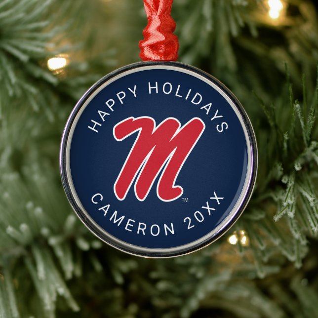 University of Mississippi | Script M Metal Tree Decoration (Tree)