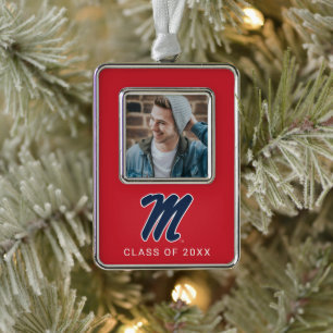 University of Mississippi Script M Silver Plated Framed Ornament